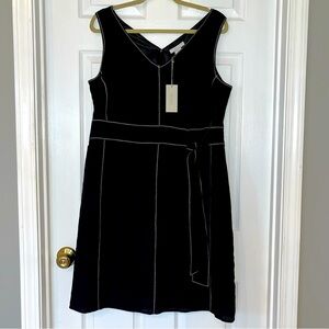 Tweeds Woman Women 14W 100% Linen Black Sleeveless Dress Office Coastal 14 W NEW